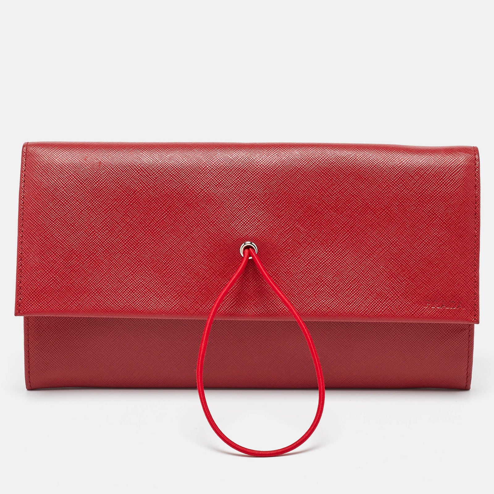 Prada Red Saffiano Leather Flap Pouch