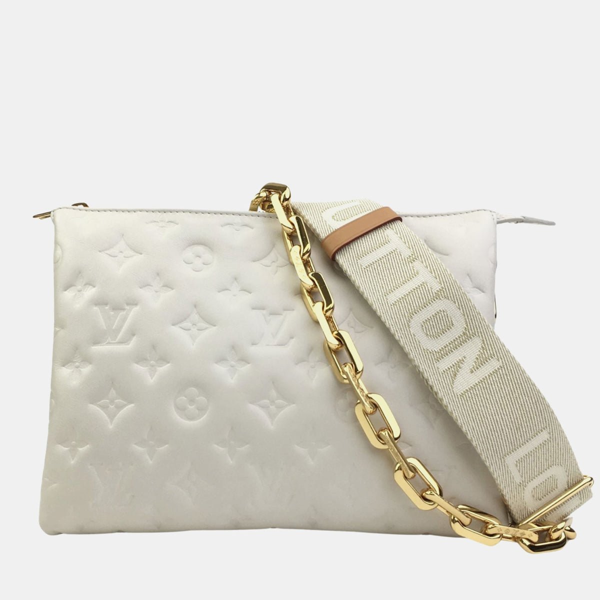 Louis Vuitton Cream Monogram Leather Coussin PM Shoulder Bag