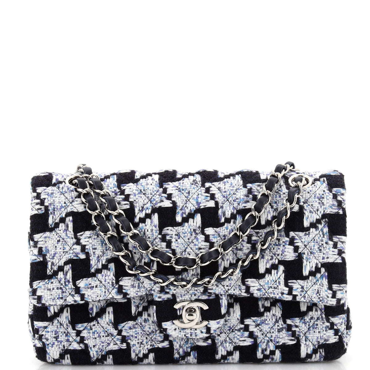 Chanel CHANEL Classic Double Flap Bag Quilted Houndstooth Tweed Medium