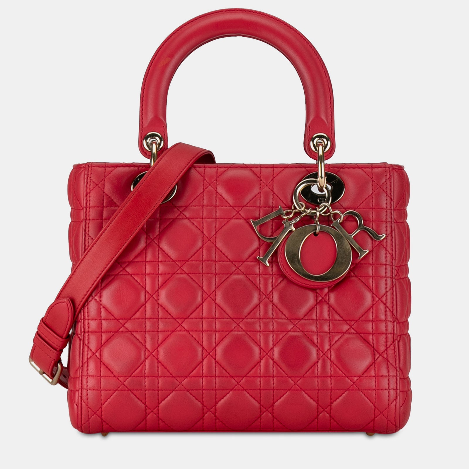 Dior Sac fourre-tout Cannage en cuir d'agneau rouge de taille moyenne pour femme