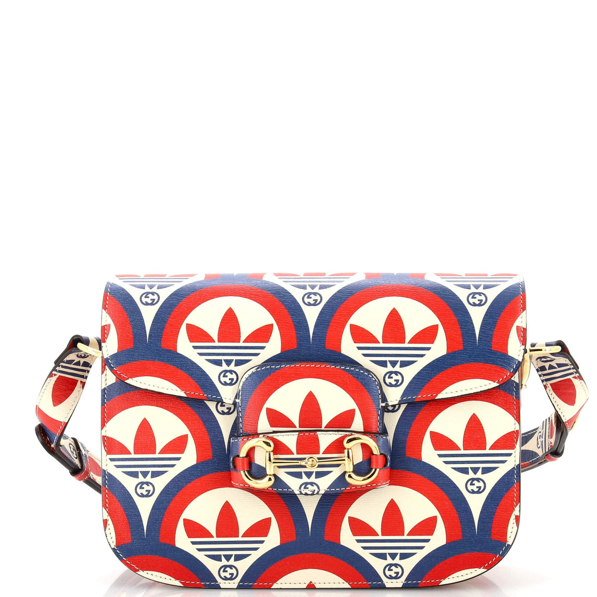 Gucci GUCCI x Adidas Horsebit 1955 Shoulder Bag Printed Leather Small