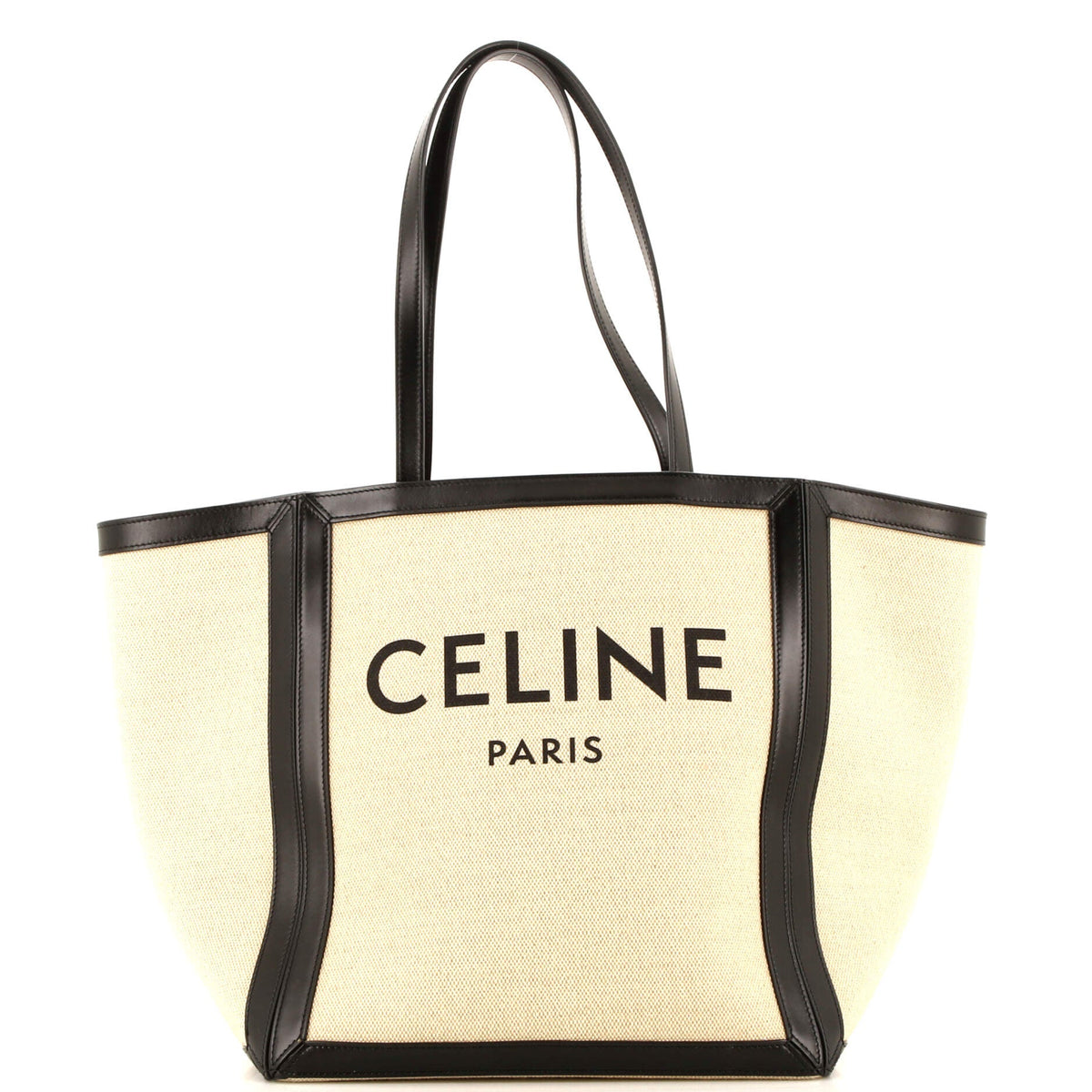Celine CELINE Vertical Square Cabas Tote Canvas with Leather Large