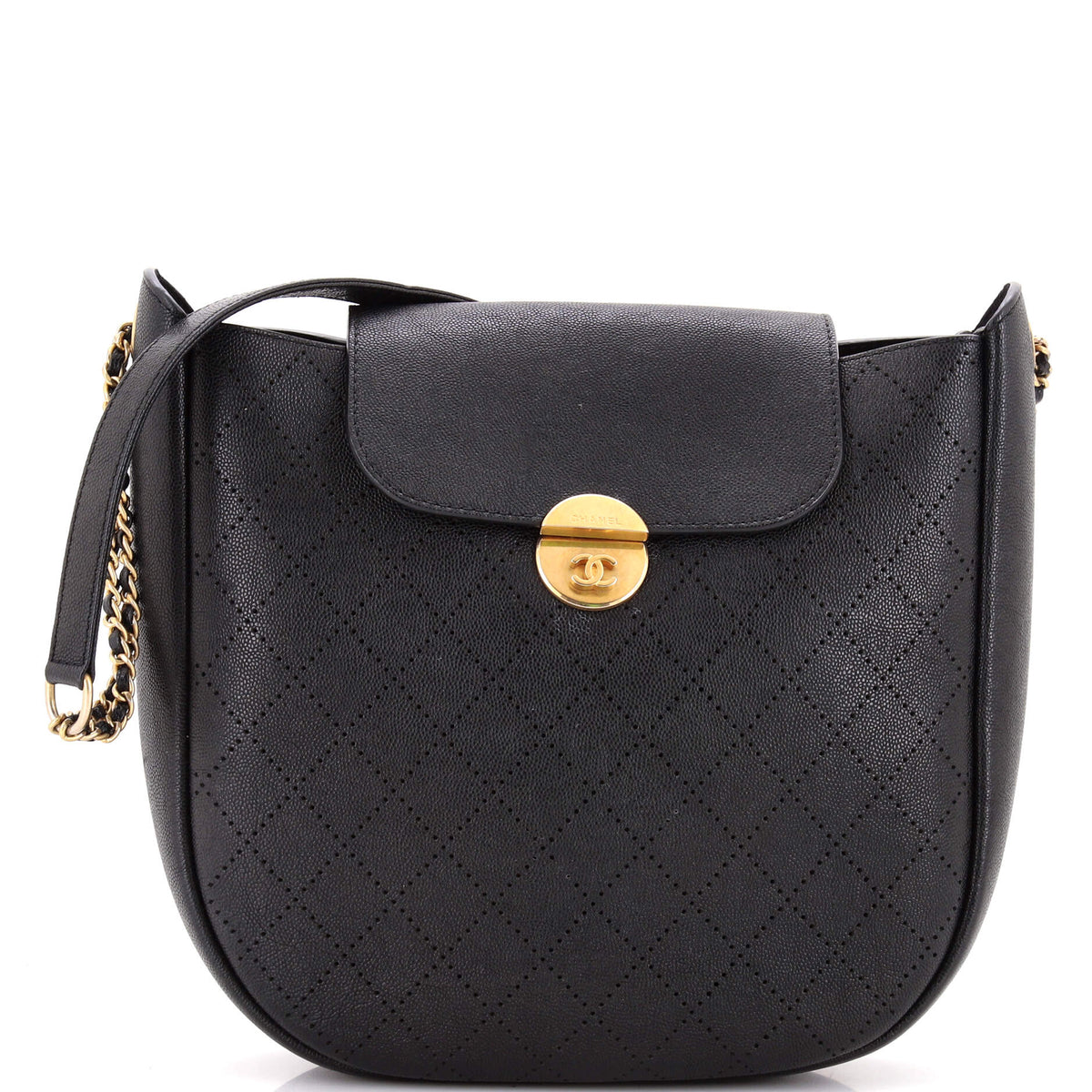 Chanel CHANEL Flap Hobo Diamond Perforated Caviar Small