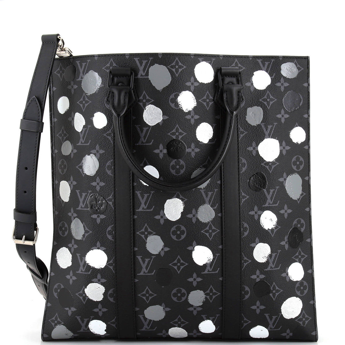 Louis Vuitton Sac Plat Bag Yayoi Kusama Painted Dots Monogram Eclipse Canvas