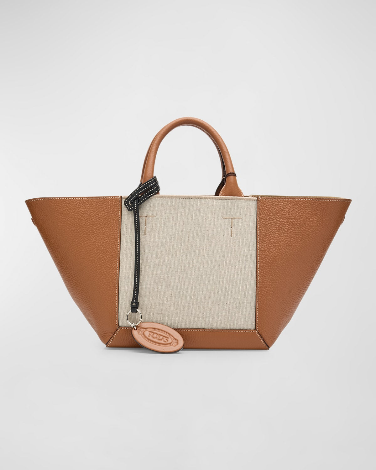 Tod's Small Double Up Leather and Canvas Shopping Bag