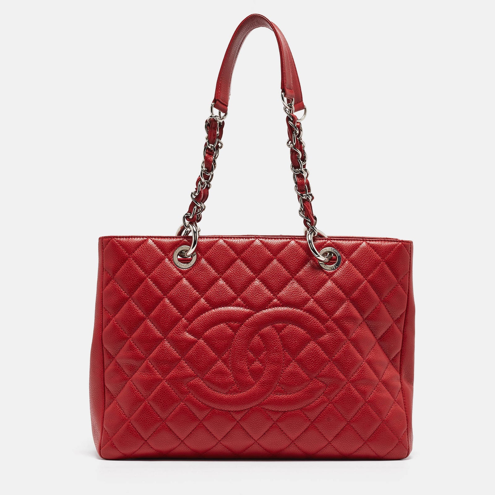 Chanel Grand sac cabas en cuir caviar matelassé rouge