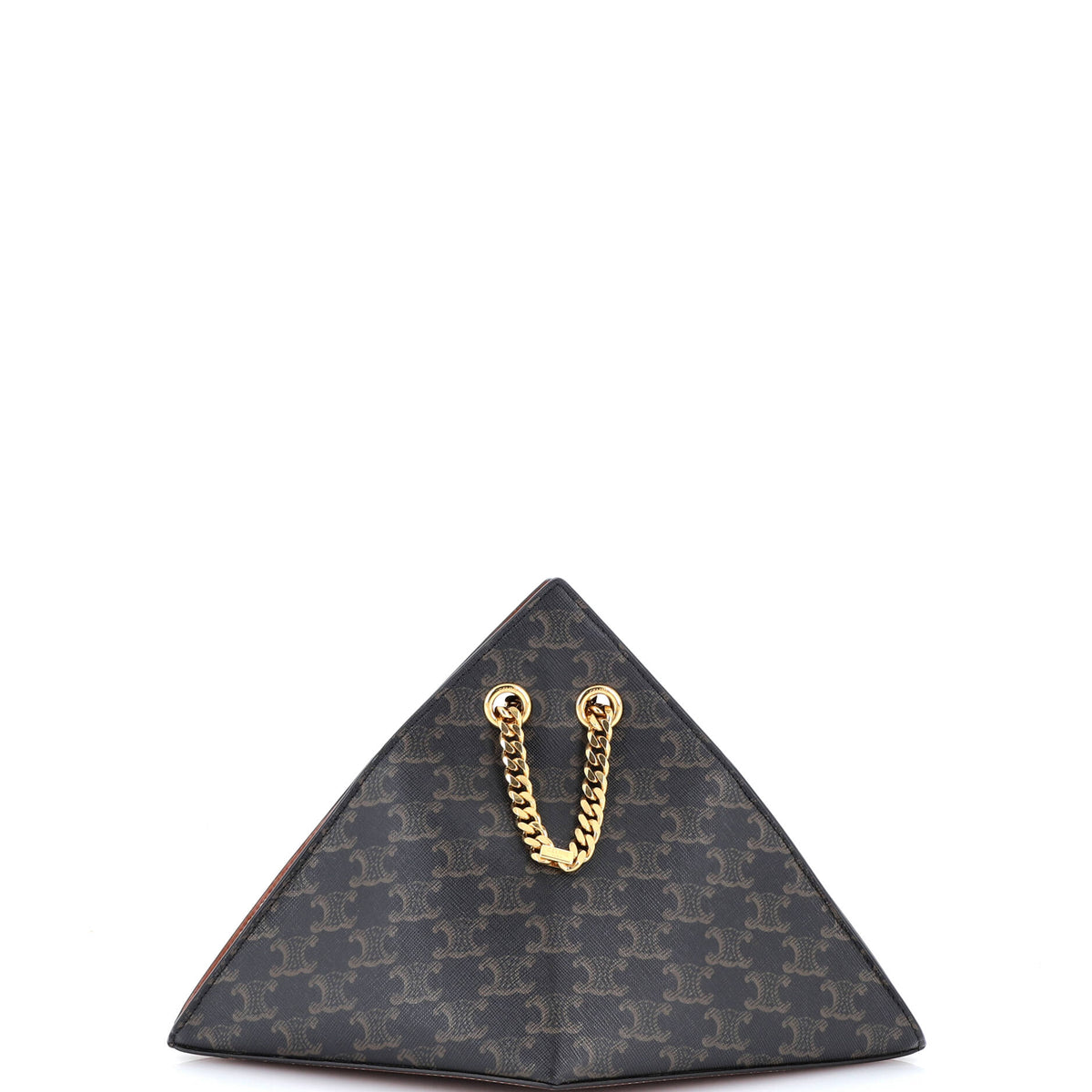 Celine CELINE Pyramid Chain Shoulder Bag Triomphe Coated Canvas