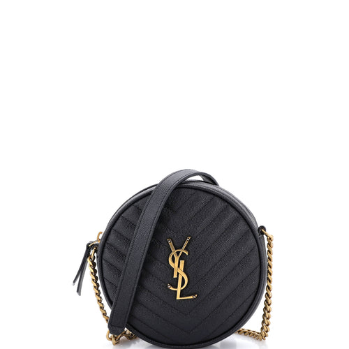 Vinyle Round Camera Bag Matelasse Chevron Leather
