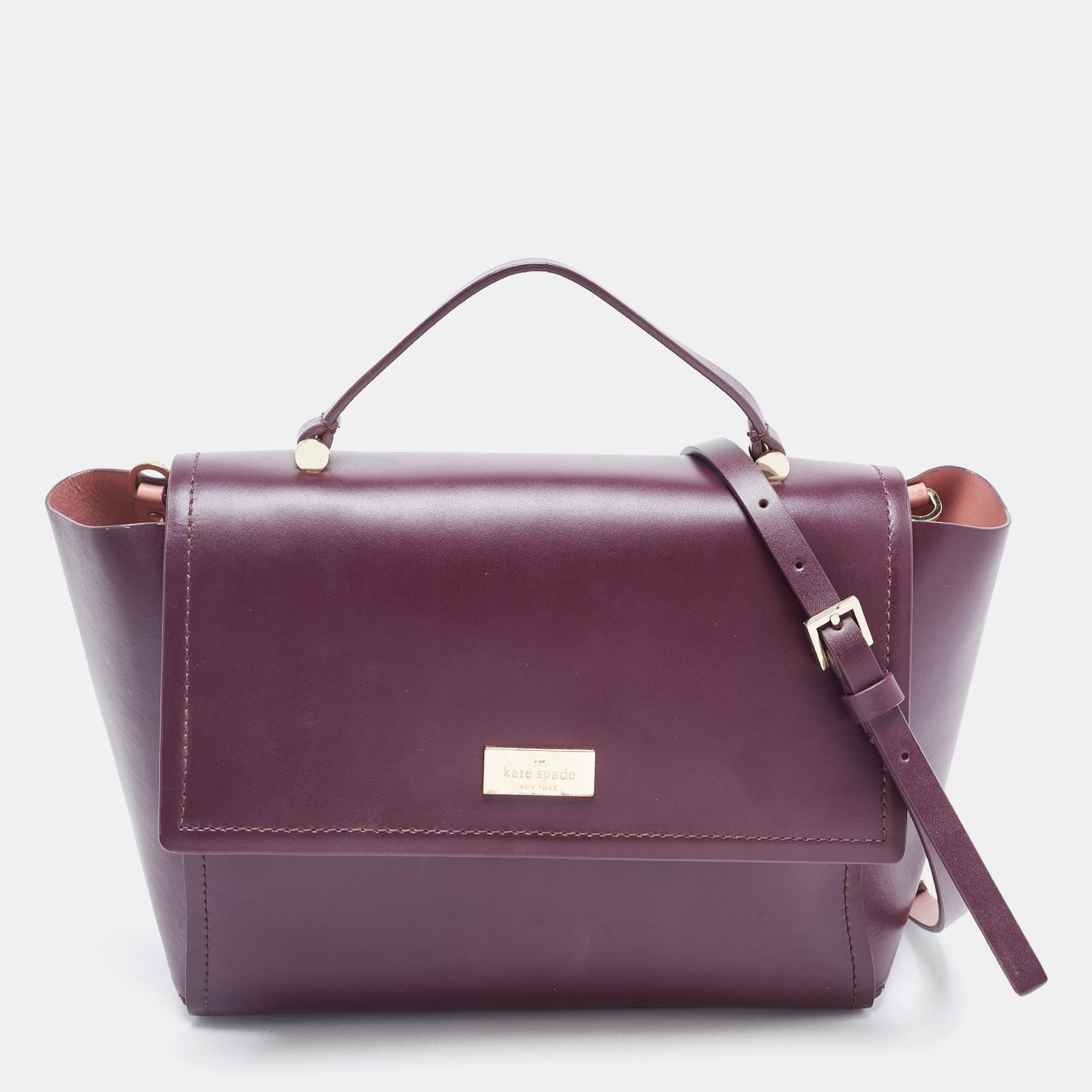 Kate Spade Große Arbour Hill Charline Tasche mit Henkel aus violettem Leder