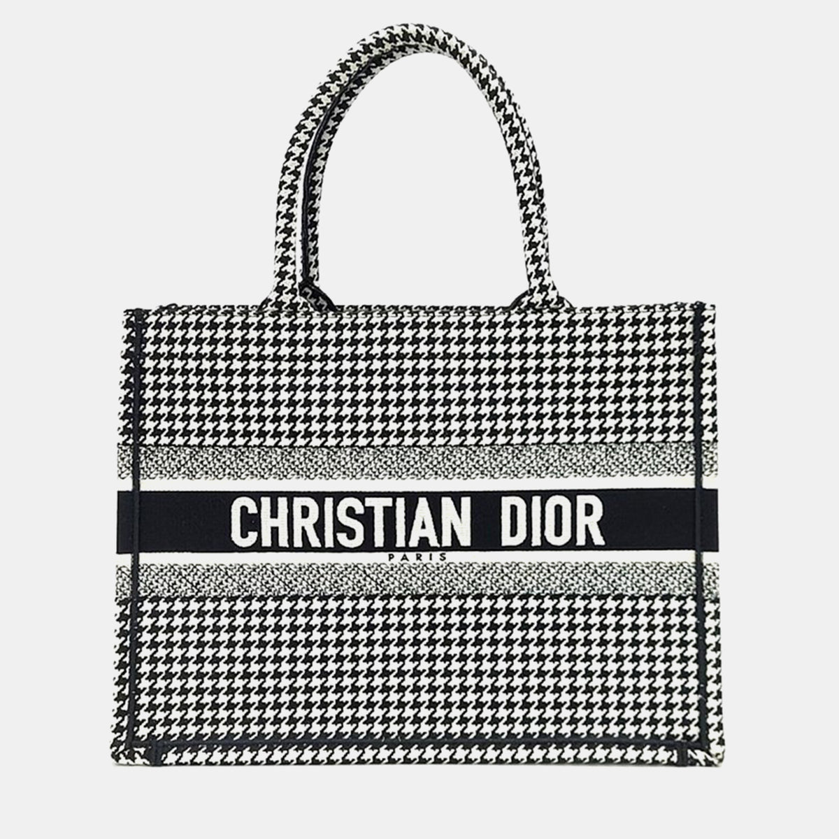 Dior Christian Black/White Canvas Book Tote Bag