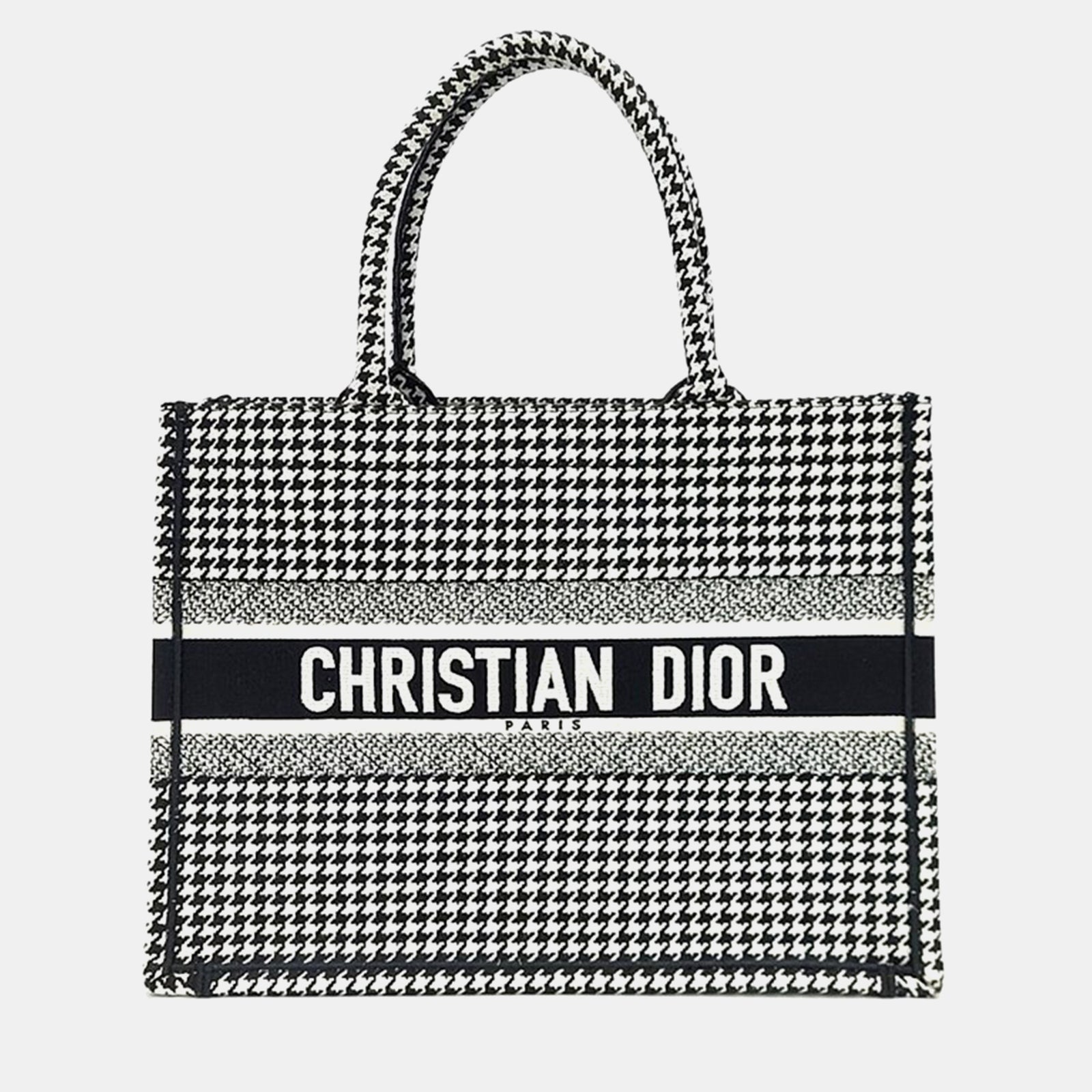 Dior Christliche Einkaufstasche aus Canvas in Schwarz/Weiß