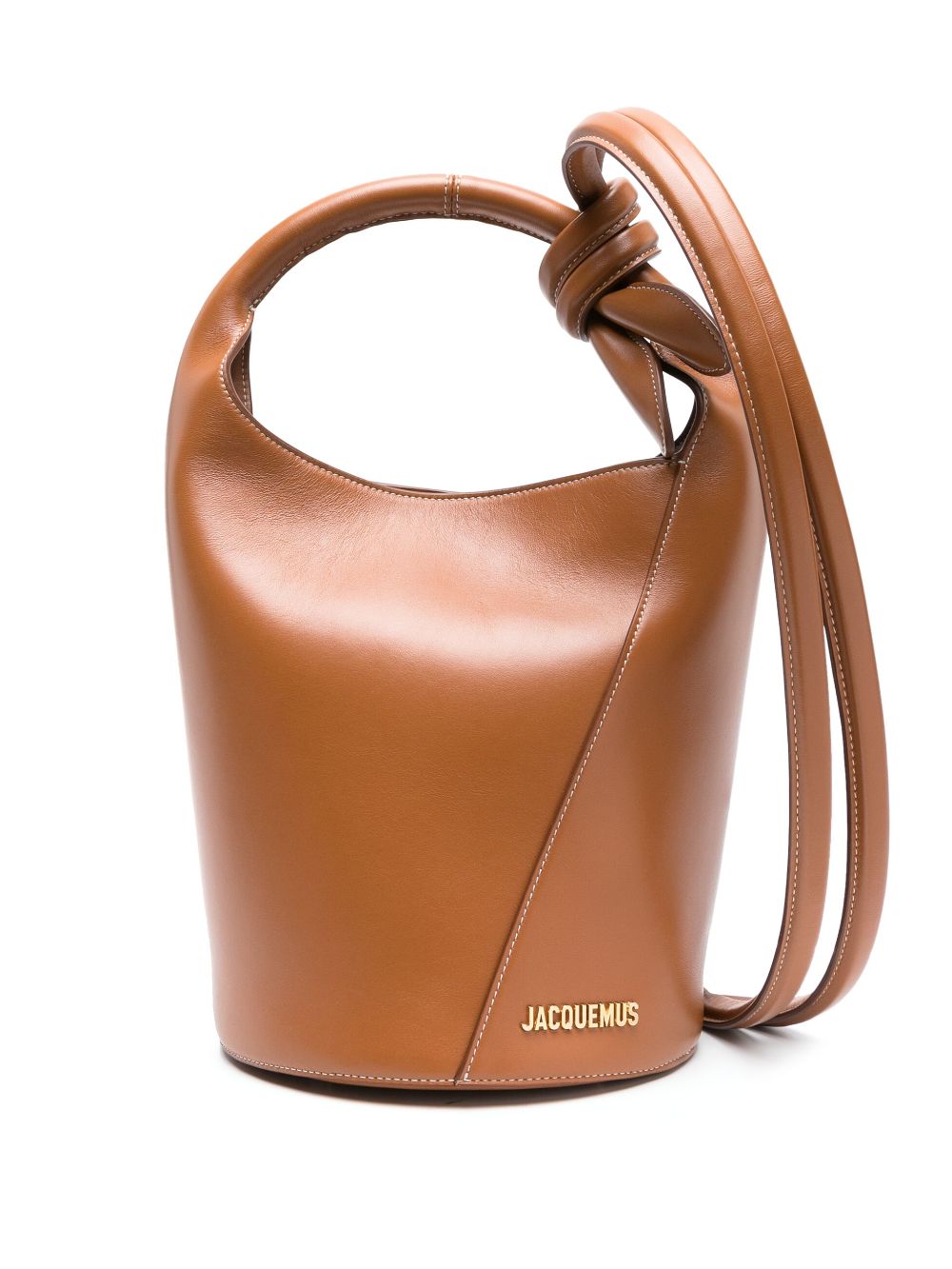 Jacquemus Women's Le Petit Tourni Leather Bucket Bag in Leather Brown | Size UNI | 245BA366