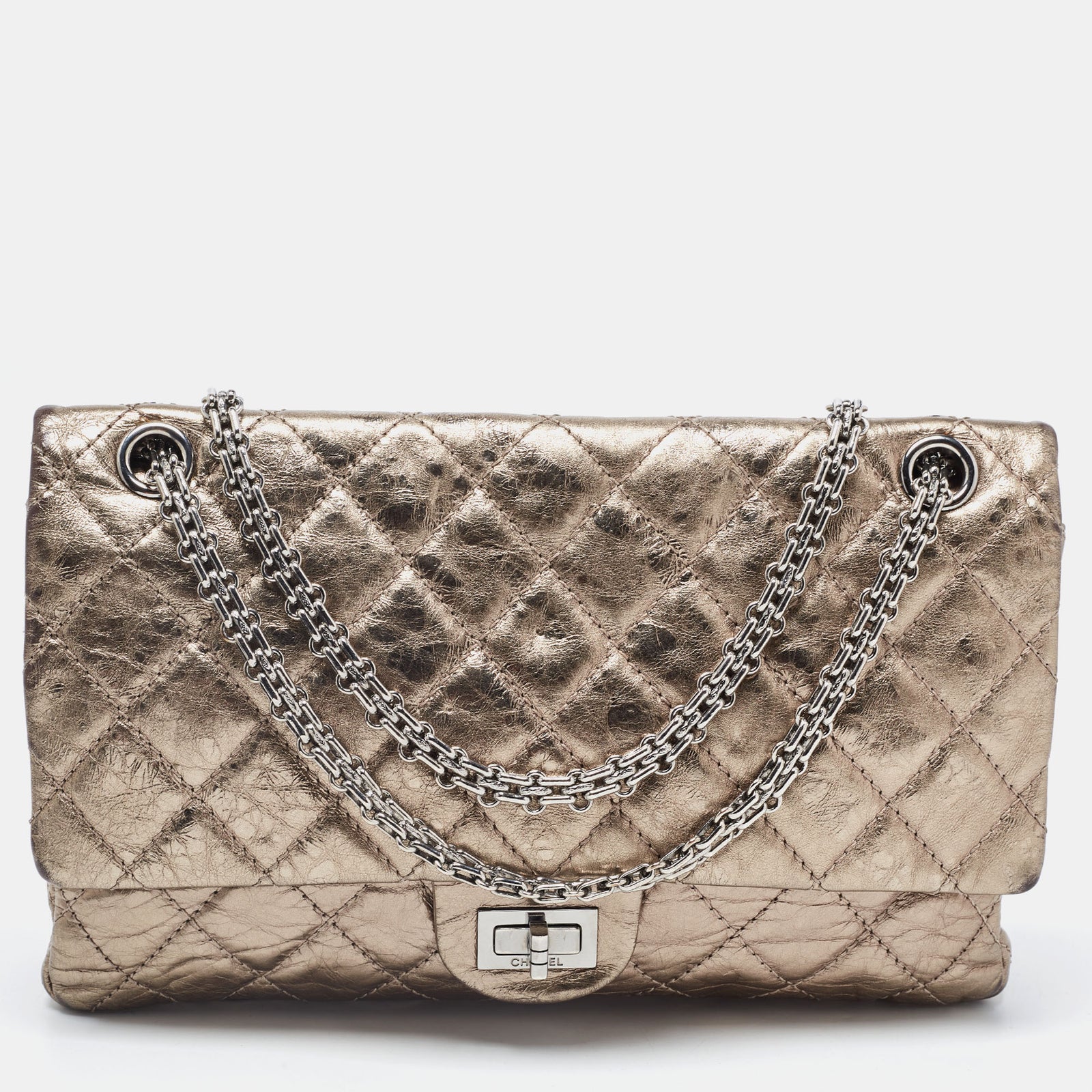 Chanel Metallic Quilted Aged Leather Reissue 2.55 Classic 226 Flap Bag