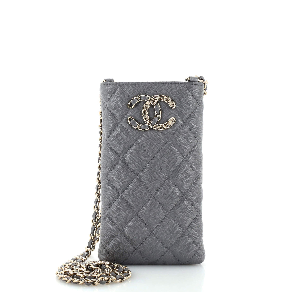 Chanel CHANEL French New Wave Phone Holder Crossbody Bag Quilted Caviar