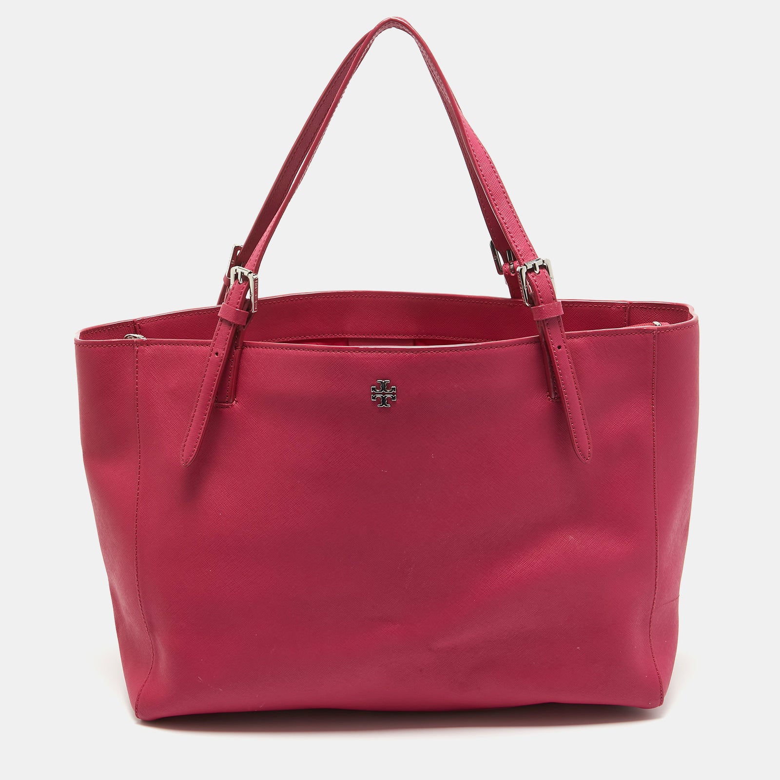 Tory Burch Große Tragetasche „York“ aus rosa Leder mit Schnalle