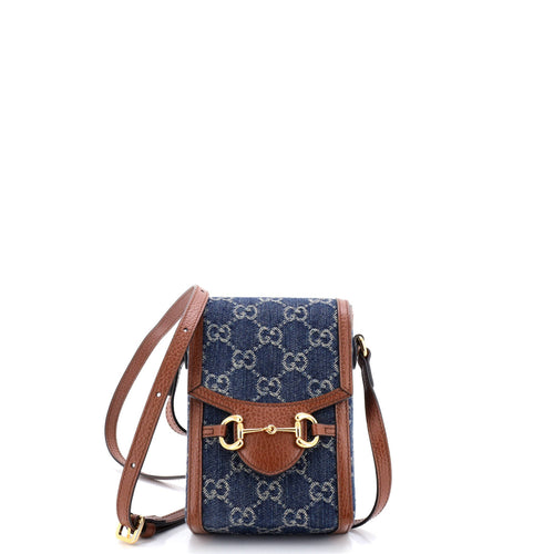 GUCCI Horsebit 1955 Crossbody Bag GG Denim Mini