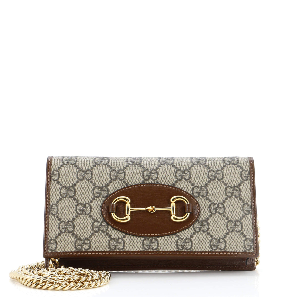 Gucci GUCCI Horsebit 1955 Chain Wallet GG Coated Canvas