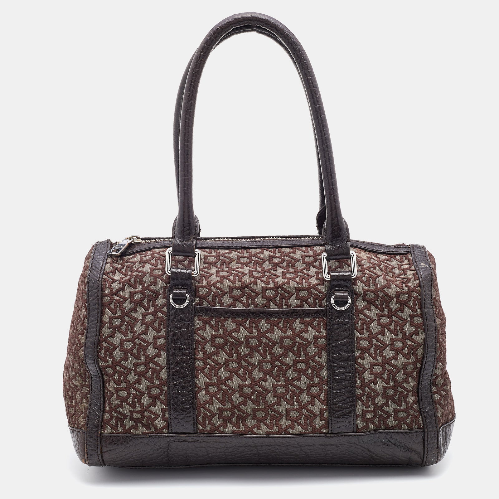 DKNY Sacoche en toile et cuir DKNY marron foncé