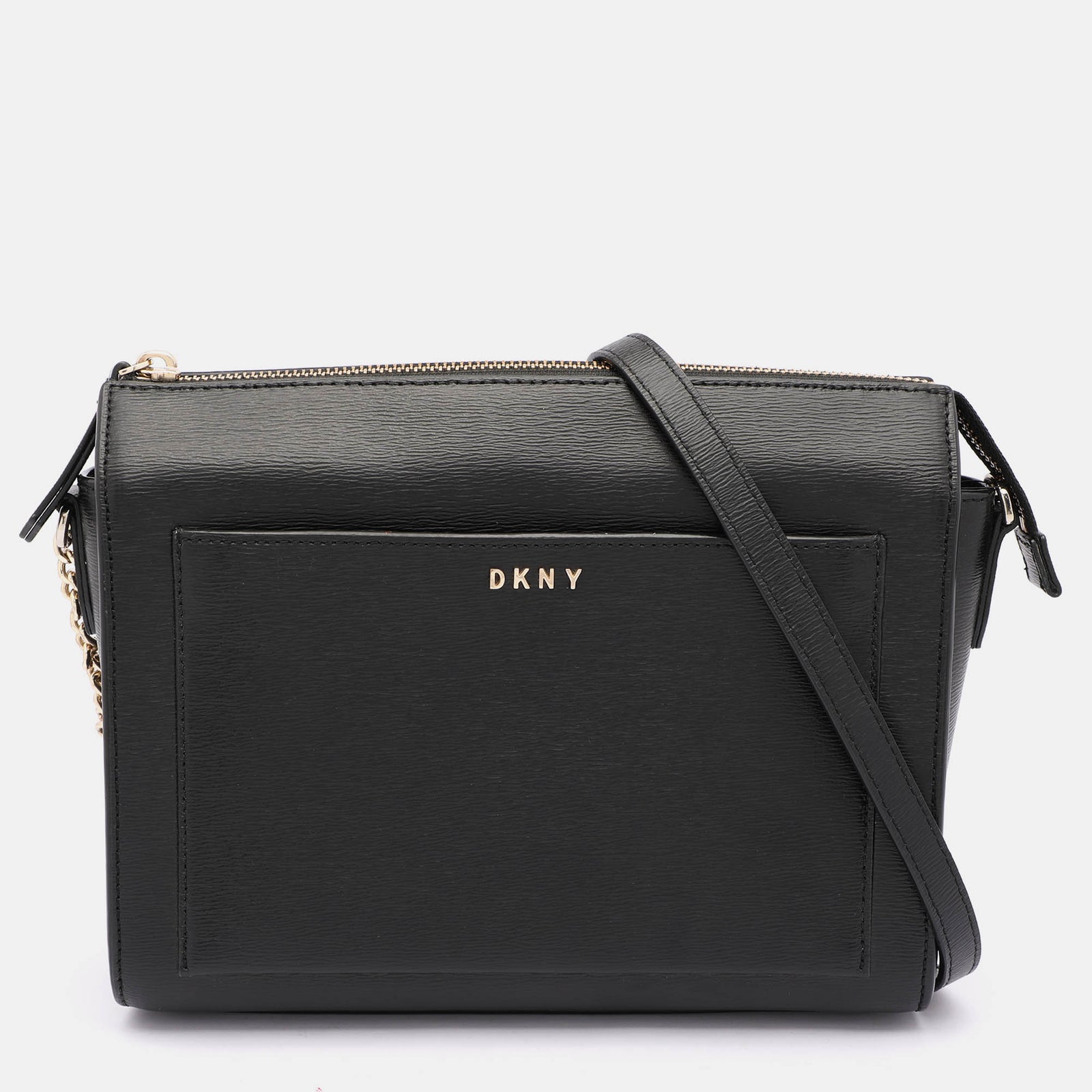 DKNY DKNY Black Leather Top Zip Crossbody Bag