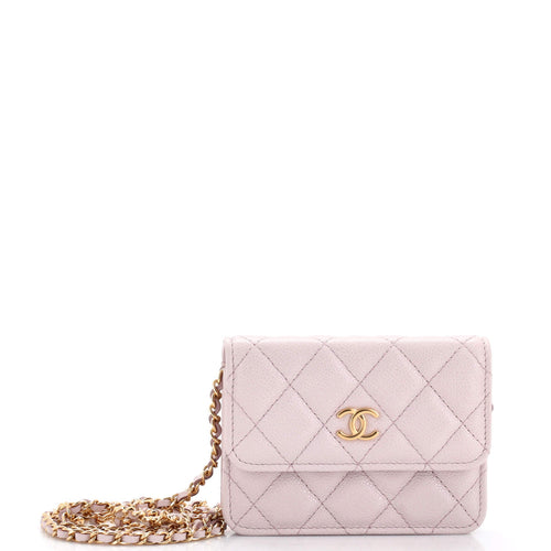 CHANEL Miss Coco Strap Flap Clutch with Chain Quilted Caviar Mini