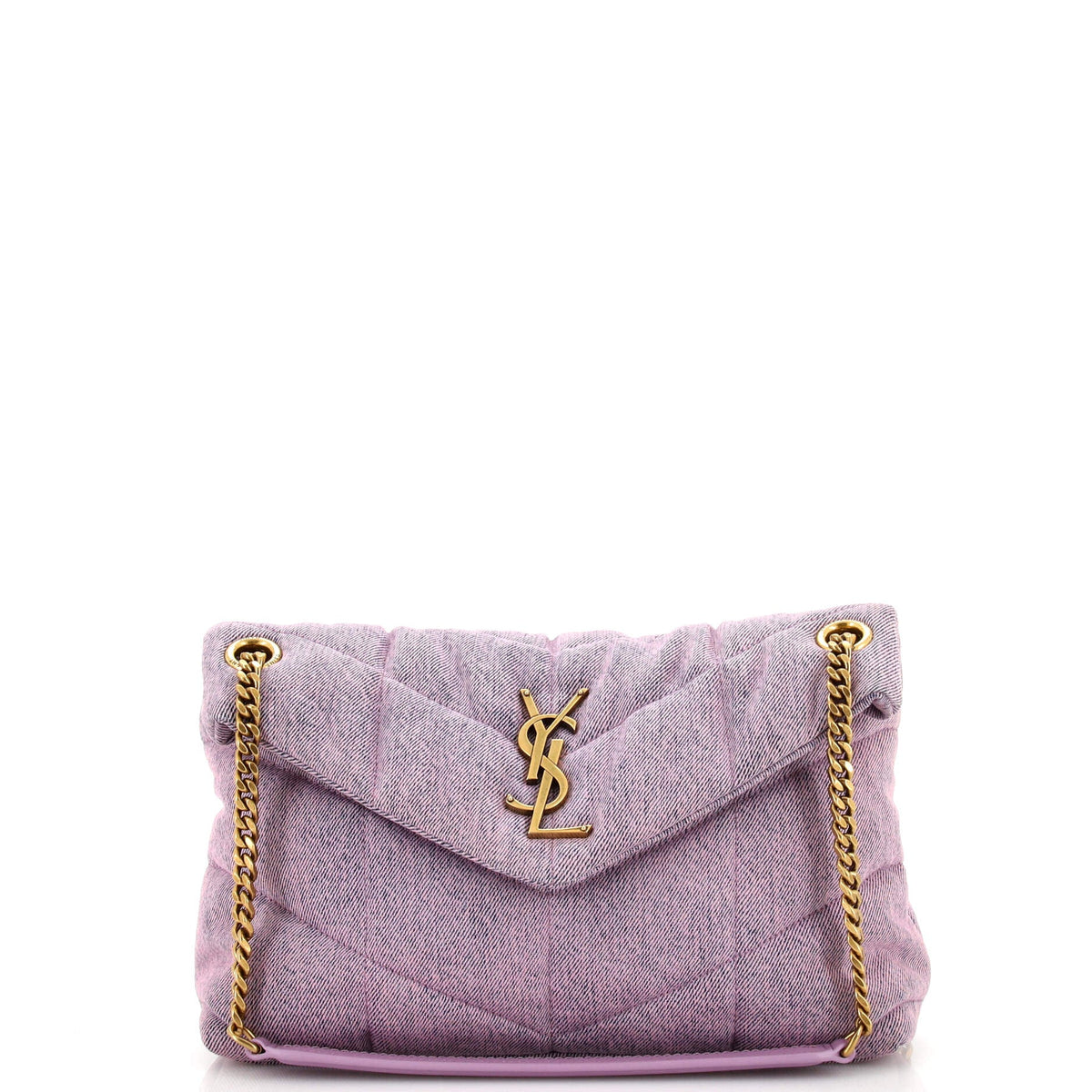 Saint Laurent Loulou Puffer Shoulder Bag Quilted Vintage Denim Small