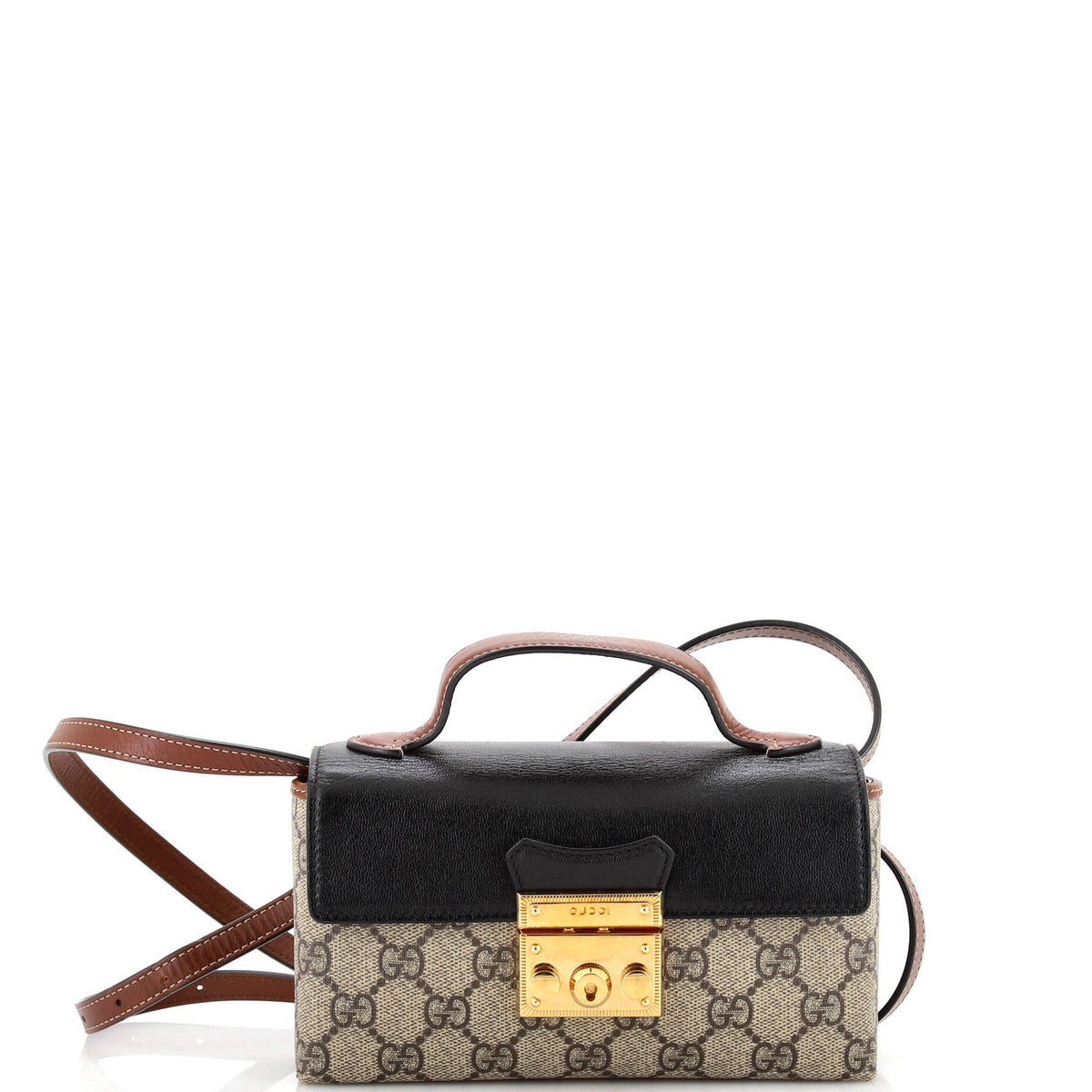 Gucci GUCCI Padlock Top Handle Bag GG Coated Canvas and Leather Mini