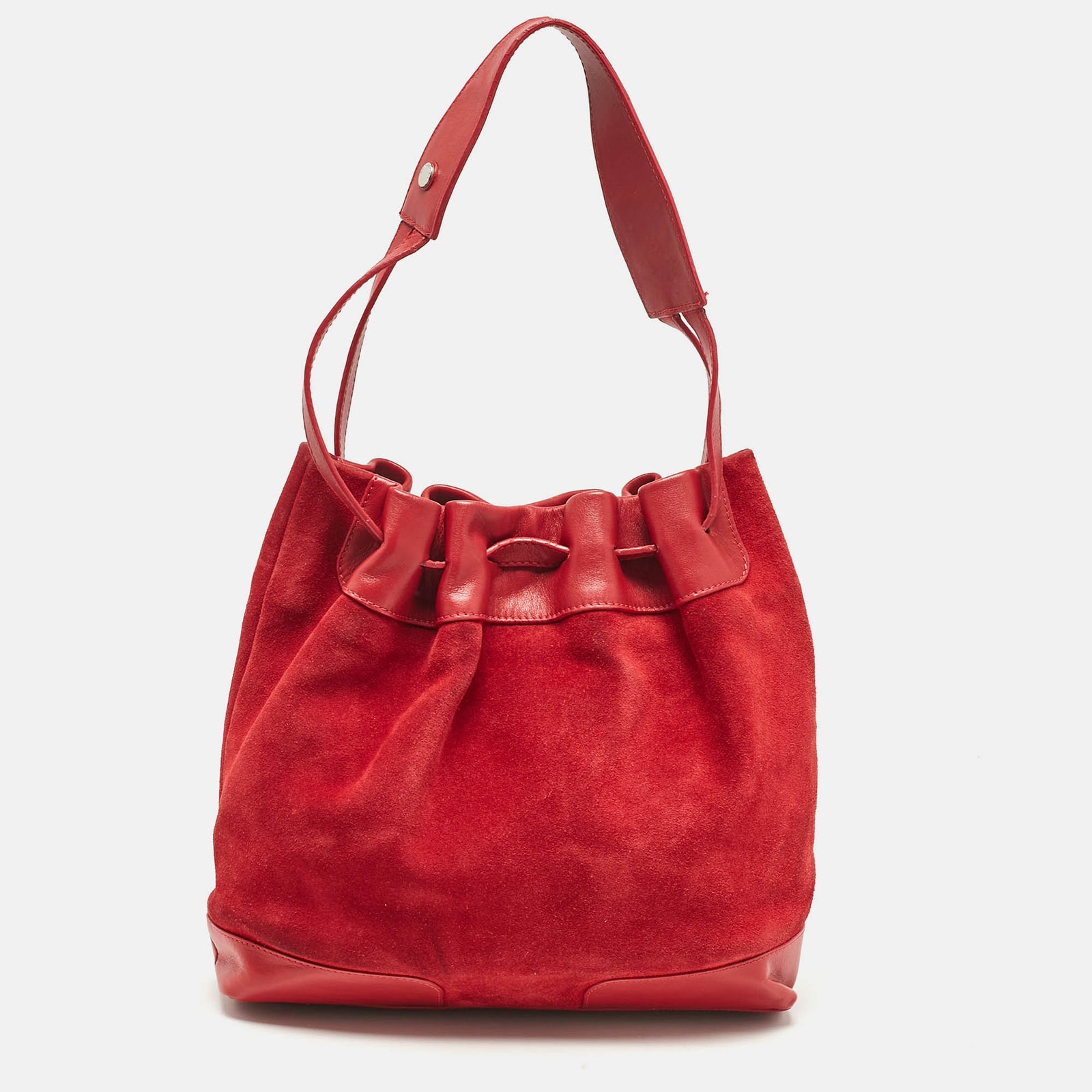 Burberry Rote Beuteltasche aus Wildleder und Leder