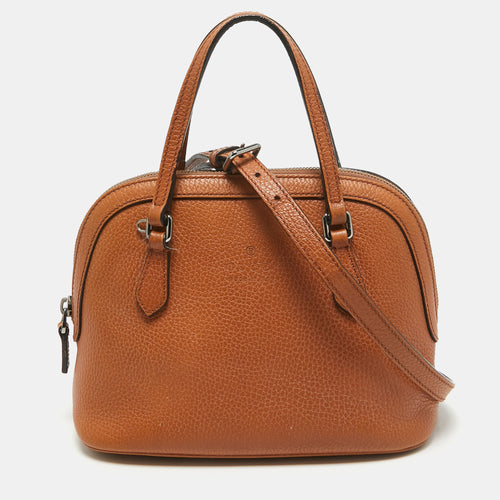 Brown Leather Mini Dome Satchel