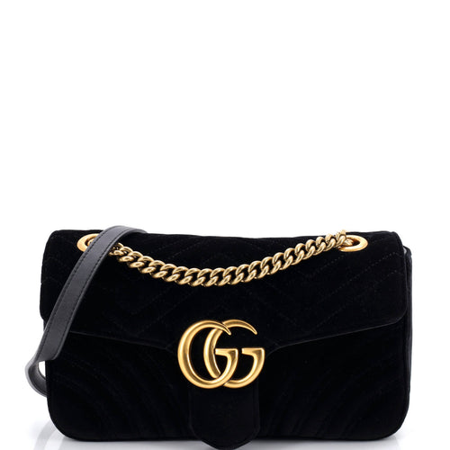 GUCCI GG Marmont Flap Bag Matelasse Velvet Small