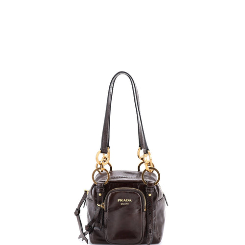 PRADA Dangle Top Handle Bag Leather Mini