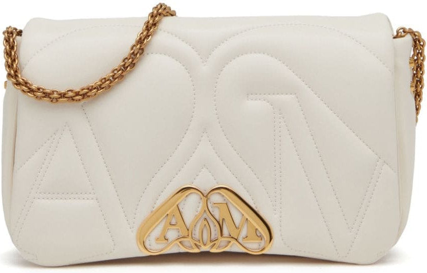 Alexander Mcqueen Women's Seal Logo Small Leather Crossbody Bag in White | Size UNI | 7573751BLE19210