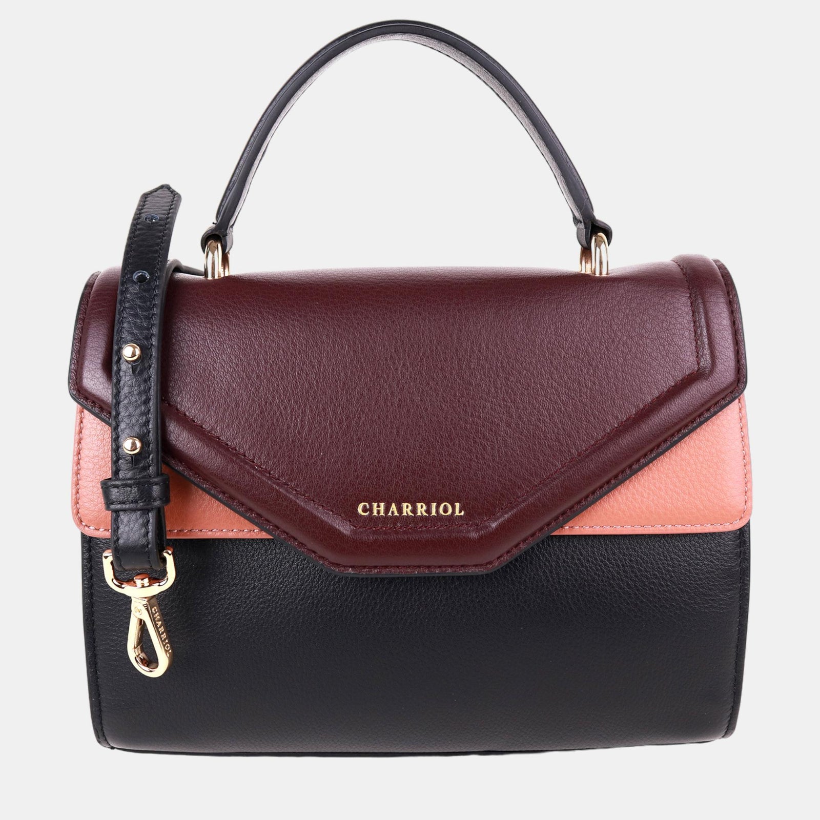 Charriol Black/Light Brown Leather Forever Handbag