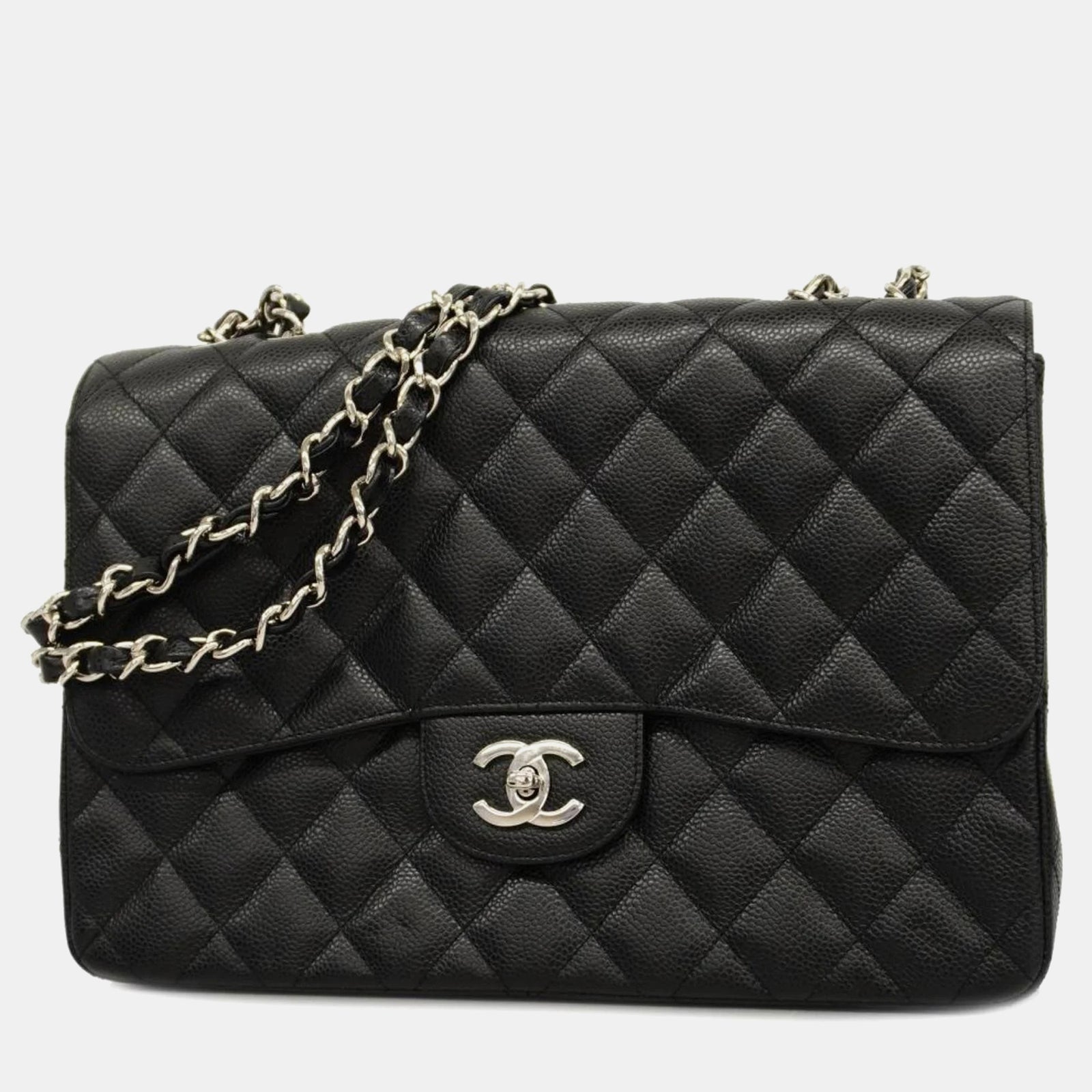 Chanel Caviar Leather Jumbo Classic Double Flap Shoulder Bags