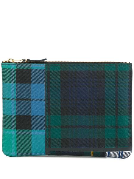 Comme Des Garçons Women's Tartan Canvas Clutch Bag in Green | Size UNICA | SA5100TP
