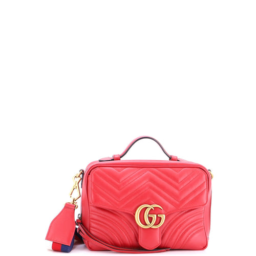 GUCCI GG Marmont Zip Around Camera Bag Matelasse Leather Small