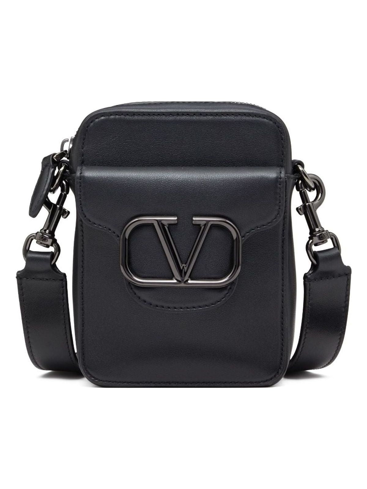 Valentino Garavani Men's LocÃ² Small Leather Crossbody Bag in Black | Size UNI | 4Y2B0C15VTQ0NO