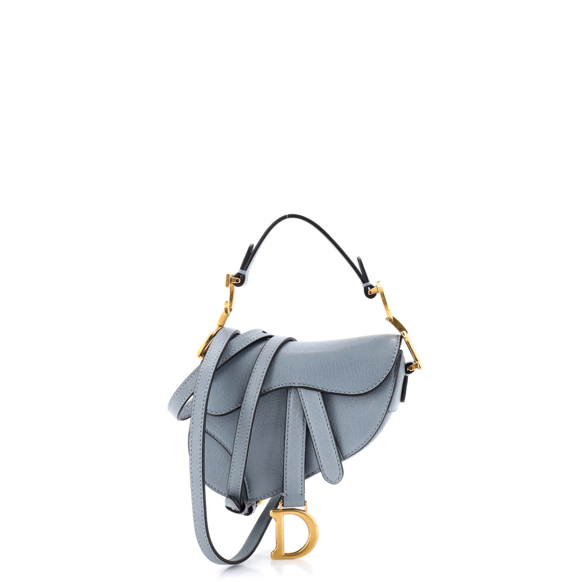 Christian Dior Saddle Handbag with Strap Leather Micro
