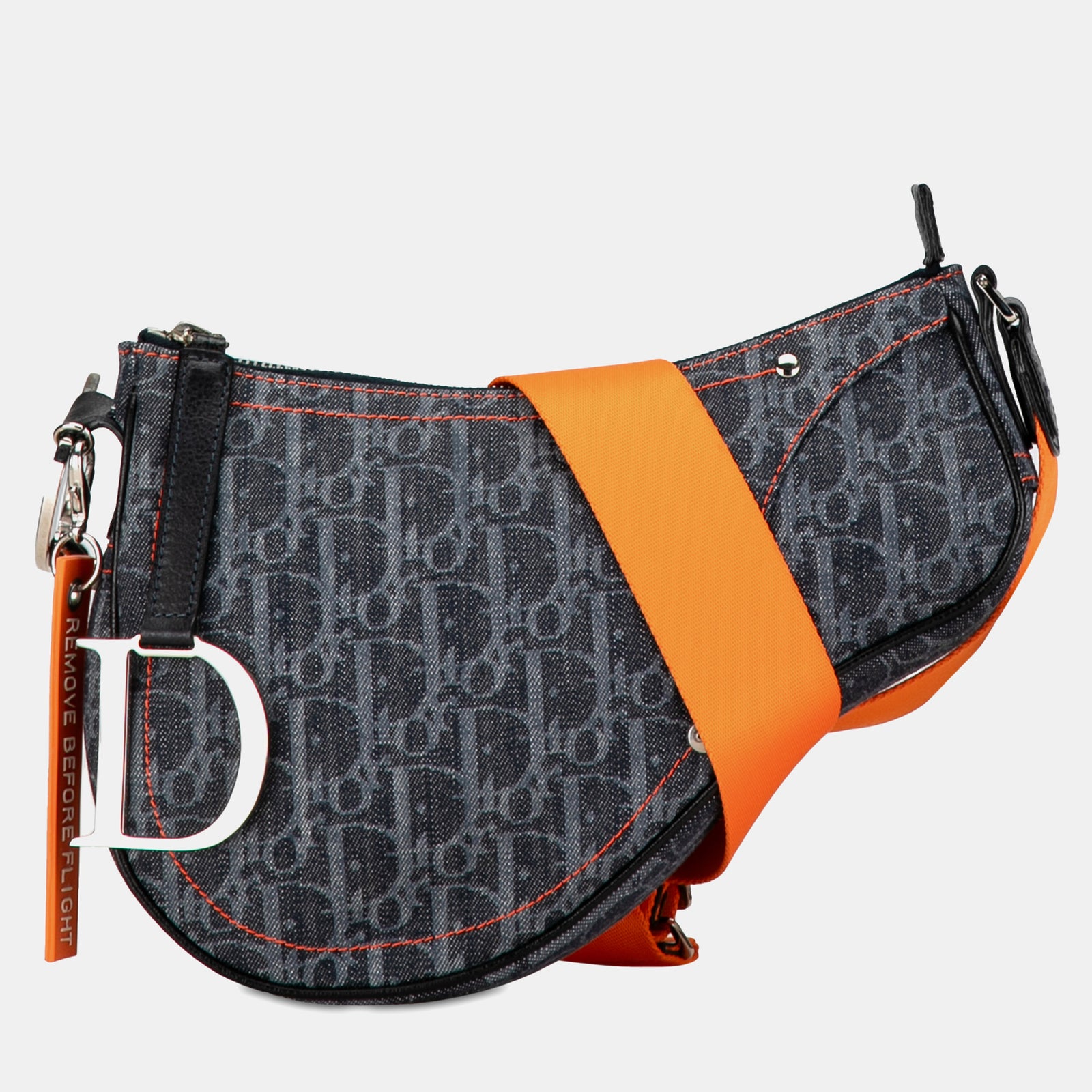 Dior Mini Oblique Flight Denim Saddle