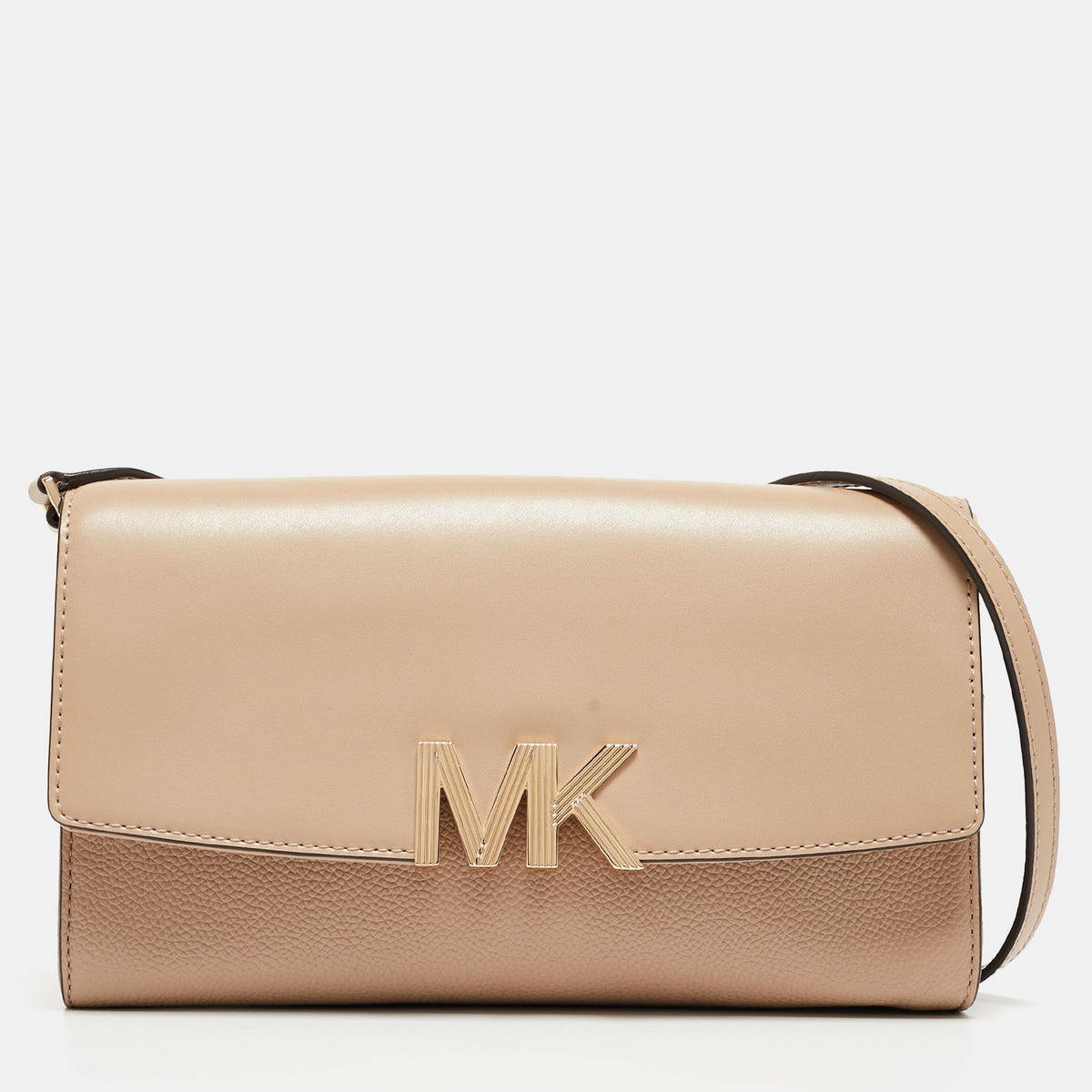 Michael Kors Beige Leather Montgomery Clutch Bag
