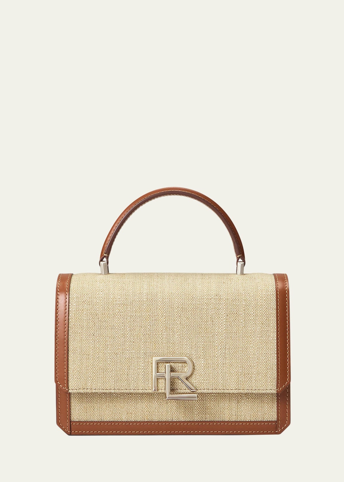 Ralph Lauren RL 888 Flap Woven Linen Top-Handle Bag