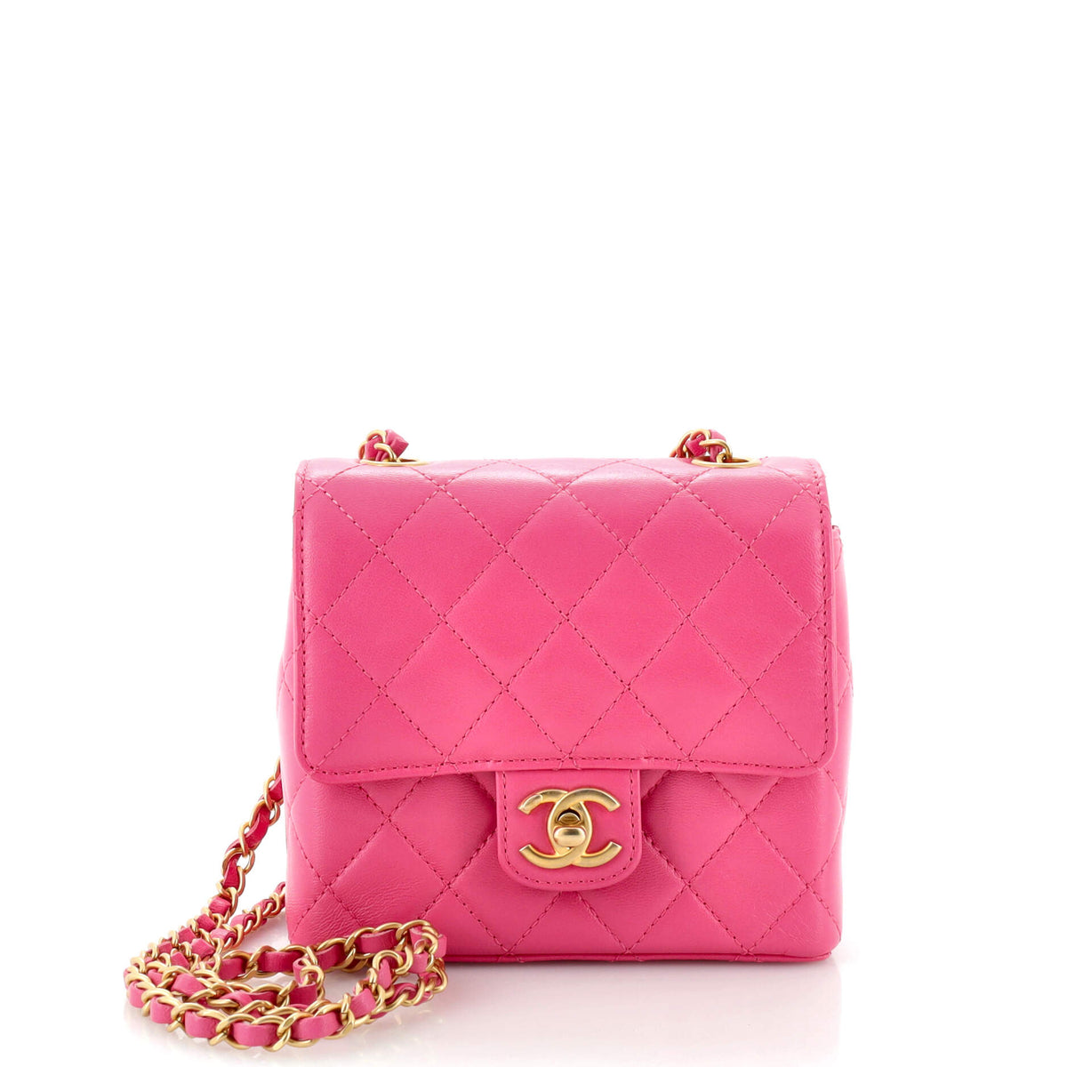 Chanel CHANEL Square Classic Single Flap Bag Quilted Calfskin Mini