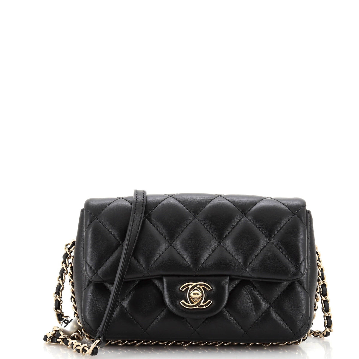 Chanel CHANEL My Precious Pearls Chain Flap Bag Quilted Lambskin Small