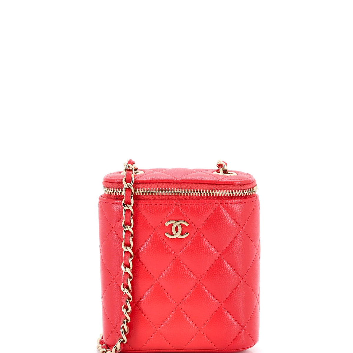 Chanel CHANEL Vertical Classic Vanity Case with Chain Quilted Caviar Mini