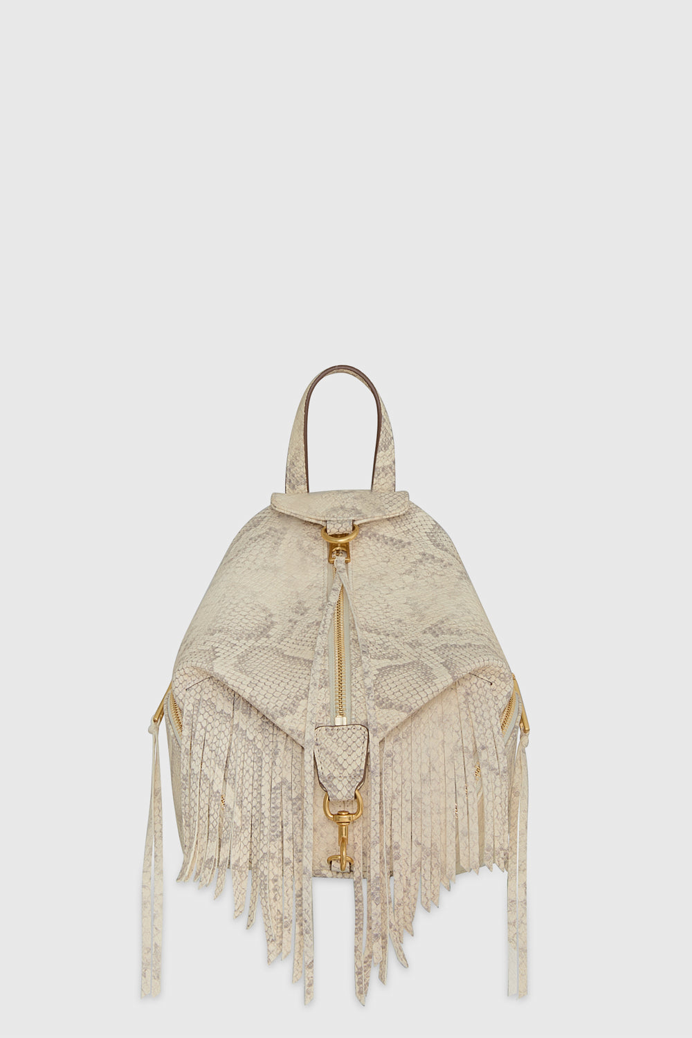 Rebecca Minkoff Convertible Mini Julian Backpack With Fringe Bag In White
