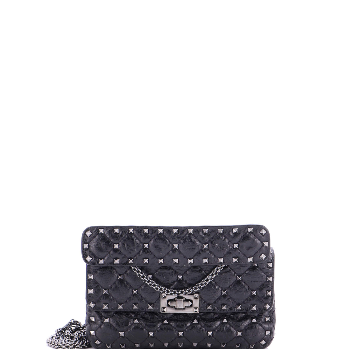 Valentino VALENTINO GARAVANI Rockstud Spike Flap Bag Quilted Leather Small