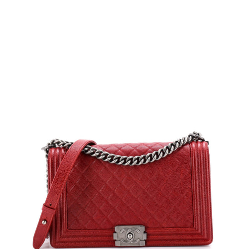 CHANEL Boy Flap Bag Quilted Caviar New Medium