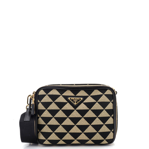 PRADA Symbole Zip Around Shoulder Bag Jacquard