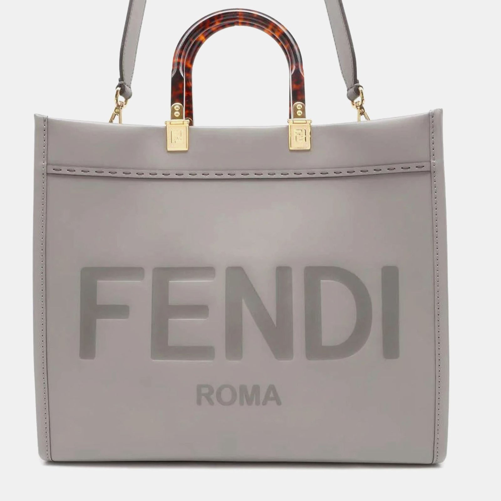 Fendi Gray Leather Sunshine Medium Bag