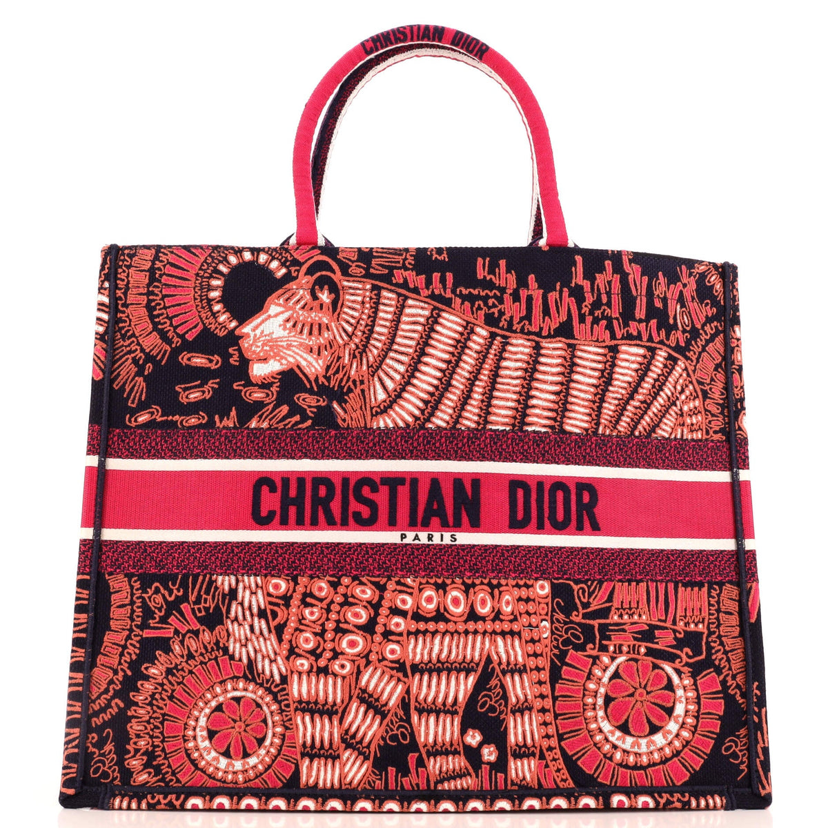Christian Dior Book Tote Embroidered Canvas Large