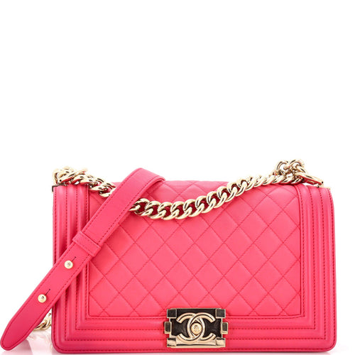 CHANEL Boy Flap Bag Quilted Lambskin Old Medium